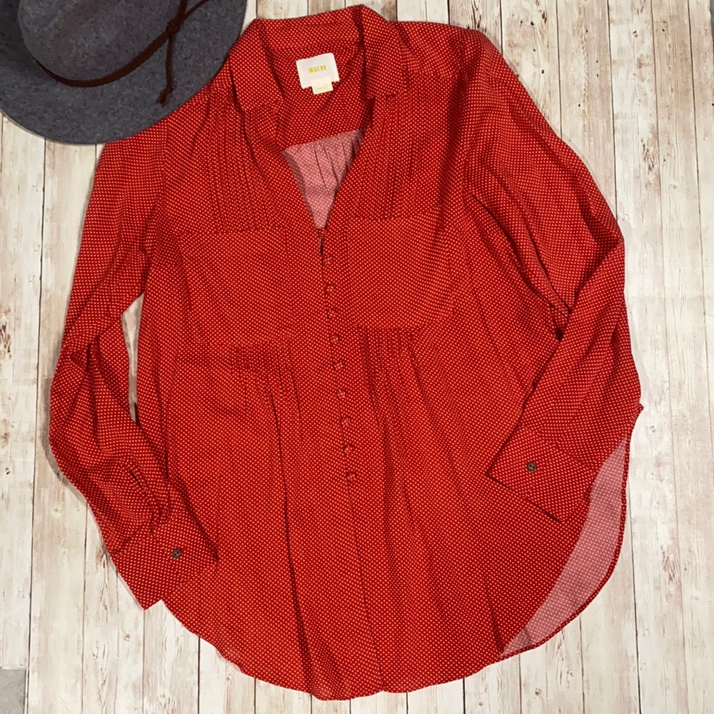 Maeve Small Red polka dot button down Matilda